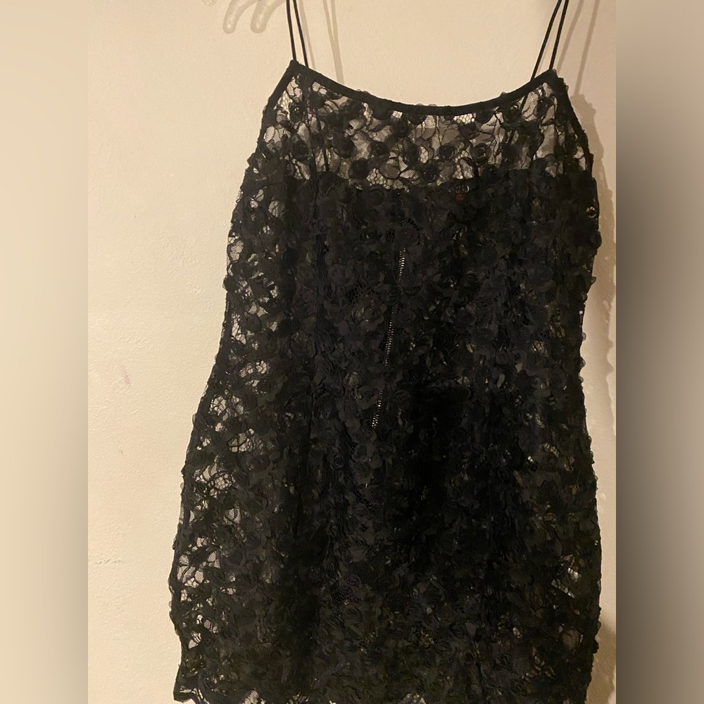 Ate Up Lace Mini Dress-Black